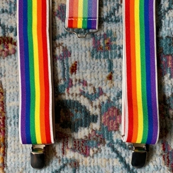 Unbranded Elastic Rainbow Stripe Suspenders Unisex Mork & Mindy Child Adult OS - Picture 8 of 9